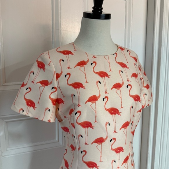 kate spade Women’s Flamingo Sheath Dress 4 Short Sleeve Pink Coral Black Gold - Picture 7 of 10